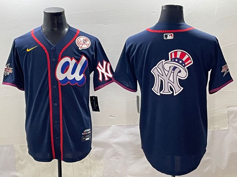 Men 2025 New York Yankees Blank Drak Blue All star Blank Blue Nike MLB Jersey style 8